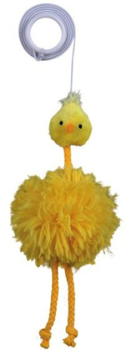 Игрушка для кошки "Цыплёнок с колокольчиком" на резинке, 20 см, плюш