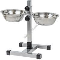 HOMEPET D 16 см 2 х 0,5 л до 30 см металлическая регулируемая подставка с мисками для домашних животных хром