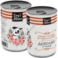 Dog`s Menu 340 г консервы для взрослых собак деволяй из птицы 
