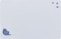 Коврик под миску с рисунком "Толстый кот/лапки", 44 x 28 см, серый