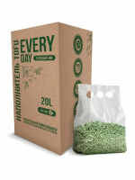 EVERYDAY TOFU BOX Зеленый чай 20 л растительный комкующийся натуральный наполнитель  с ароматом зеленого чая