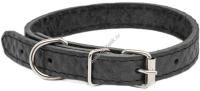 HOMEPET Ромбы 15 мм 27-37 см ошейник для собак кожаный простроченный с тиснением черный