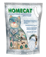 HOMECAT Морозная свежесть 7,6 л силикагелевый наполнитель для кошачьих туалетов с ароматом морозной свежести 