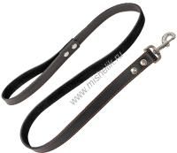 HOMEPET 25 ммх120 см поводок для собак кожаный простой двойной простроченный двухслойный черный