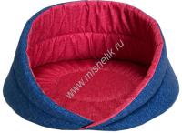 HOMEPET Микровелюр Релакс №1 45 см х 45 см х 27 см лежак красно-синий для домашних животных