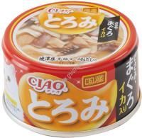 INABA Ciao Toromi 80 г консервы для кошек куриное филе, тунец магуро и кальмар в бульоне 