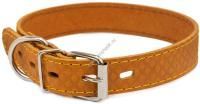 HOMEPET Ромбы 25 мм 39-49 см ошейник для собак кожаный простроченный с тиснением янтарь