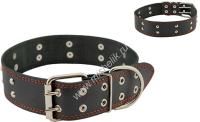 HOMEPET 45 мм 59-71 см ошейник для собак кожаный с украшениями простроченный черный