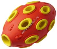 HOMEPET SILVER SERIES 7,6 см х 12 см игрушка для собак мяч регби красно-желтый каучук