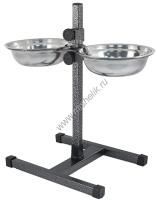 HOMEPET D 20 см 2 х 1 л до 40 см металлическая регулируемая подставка с мисками для домашних животных шагрень
