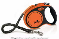 FLEXI рулетка Xtreme L ремень 5 м до 65 кг, черный/оранжевый