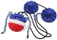 №1 75 см Тяни-Кусай игрушка интерактивная для собак с двумя присосками сине-красный шипованный мяч