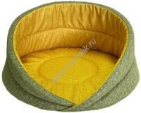 HOMEPET Микровелюр Релакс №1 45 см х 45 см х 27 см лежак желто-зеленый для домашних животных