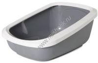 SAVIC ASEO JUMBO 67,5 см х 48,5 см х 28 см туалет для кошек с бортом серый 