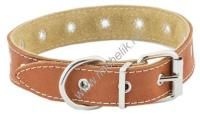 HOMEPET 30 мм до 52 см ошейник для собак кожаный двухслойный простроченный коричневый