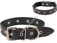 HOMEPET 30 мм 41-53 см ошейник для собак кожаный с украшениями простроченный черный