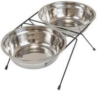 HOMEPET D 26 см 2 х 2,5 л миска для домашних животных металлическая двойная на подставке