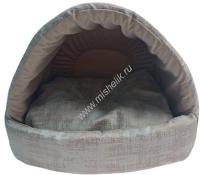 HOMEPET Indigo steel №1 38 см х 35 см х 27 см домик эстрада нежно-голубой с золотом для домашних животных