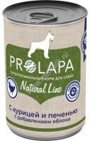 Prolapa Natural Line 400 г консервы для собак с курицей, печенью и яблоками 