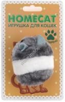 HOMECAT 9 см игрушка для кошек хомяк вибрирующий бело-серый