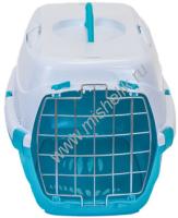 HOMEPET 49 см х 33 см х 32 см переноска для животных средняя бирюзово-белая