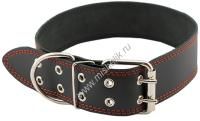 HOMEPET 45 мм 59-71 см ошейник для собак кожаный простой простроченный черный