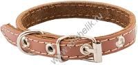 HOMEPET 15 мм 28-38 см ошейник для собак кожаный простой двойной простроченный двухслойный коричневый