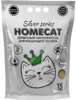 HOMECAT SILVER SERIES 15 л 3 кг древесный наполнитель премиум  для кошачьих туалетов