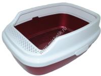 HOMECAT DELUXE 53х39х23 см туалет для кошек с бортиком красный перламутр