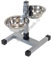 HOMEPET D 13 см 2 х 0,25 л до 25 см металлическая регулируемая подставка с мисками для домашних животных хром