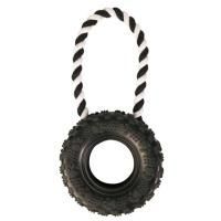 Игрушка "Шина с верёвочной ручкой", Ф 15 см/32 см, резина