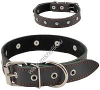 HOMEPET 30 мм 41-53 см ошейник для собак кожаный двойной с украшениями простроченный двухслойный черный