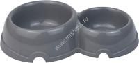 ДАРЭЛЛ 100 мл/200 мл миска для кошек и собак мелких пород пластиковая двойная, серая 