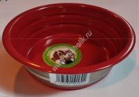 ANKUR 13 см миска металлическая ребристая силиконовое основание красная ANKUR 13 см миска металлическая ребристая силиконовое основание красная