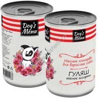 Dog`s Menu 340 г консервы для взрослых собак гуляш мясное ассорти 