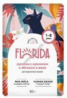 FLORIDA 85 г пауч консервы для взрослых кошек кусочки с кроликом и яблоком в желе 