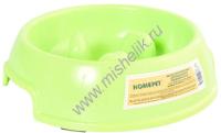 HOMEPET 0,7 л 22 см х 22 см х 6 см миска для животных для медленного поедания корма зеленая