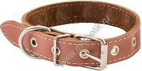 HOMEPET 30 мм 41-53 см ошейник для собак кожаный простой двойной простроченный двухслойный коричневый