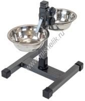 HOMEPET D 13 см 2 х 0,25 л до 25 см металлическая регулируемая подставка с мисками для домашних животных шагрень