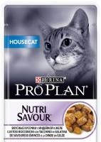 PRO PLAN Nutri Savour 85 г пауч влажный  корм для взрослых кошек, живущих дома, вкусные кусочки с индейкой, в желе 