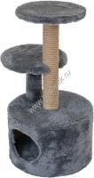 ДАРЭЛЛ Чип 48х40х71 см  домик-когтеточка для кошек круглый с двумя полками, дымчатый