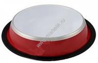 ANKUR 0,70 л миска металлическая резиновое основание красно-белая ANKUR 0,70 л миска металлическая резиновое основание красно-белая