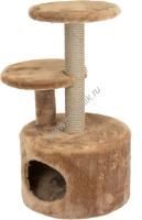ДАРЭЛЛ Чип 48х40х71 см  домик-когтеточка для кошек круглый с двумя полками, коричневый