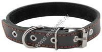 HOMEPET 20 мм 32-42 см ошейник для собак кожаный простой двойной простроченный двухслойный черный