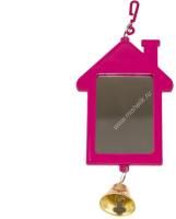 HOMEPET 5 см х 7 см зеркало для птиц избушка с колокольчиком рубиновое 1х50