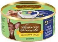 ДЕРЕВЕНСКИЕ ЛАКОМСТВА 100 г домашние обеды для мини пород фрикасе из кролика с сердечками и морковкой консервы 