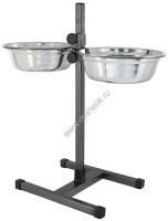 HOMEPET D 24 см 2 х 2 л до 50 см металлическая регулируемая подставка с мисками для домашних животных шагрень