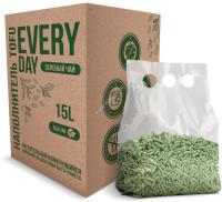 EVERYDAY TOFU BOX Зеленый чай 15 л растительный комкующийся натуральный наполнитель для кошачьих туалетов с ароматом зеленого чая