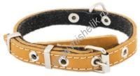 HOMEPET 15 мм 22-35 см ошейник кожаный с язычком на фетре простроченный янтарь
