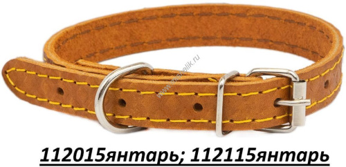 HOMEPET Ромбы 15 мм 17-27 см ошейник для собак кожаный простроченный с тиснением янтарь